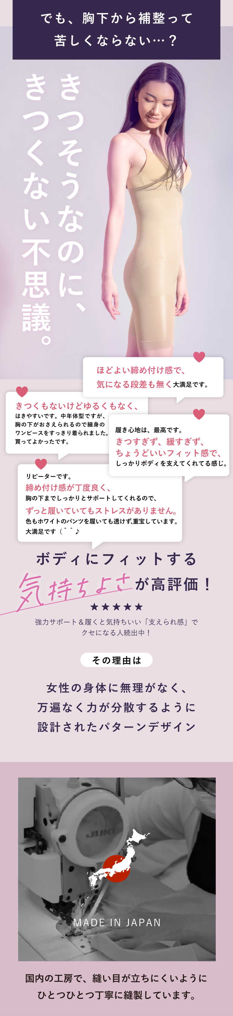 きつそうなのにきつくない不思議。安心のメイドインジャパン設計。