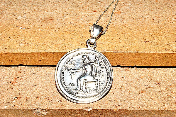古代ギリシャ  アレキサンダー大王 ゼウス ペンダント トップ シルバー製 アレキサンダー大王 ゼウス レプリカコイン ペンダント シルバー