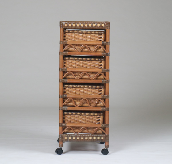 【良品】 カザマ Kazama ラタン 籐 チェスト 4段 キャスター付き KAZAMA あすつく対応 籐 ラタンランドリー 4段 50巾 風間 キャスター付