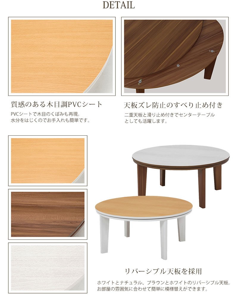 こたつ コタツテーブル 円形80丸 家具調コタツ アベルSE80丸BR