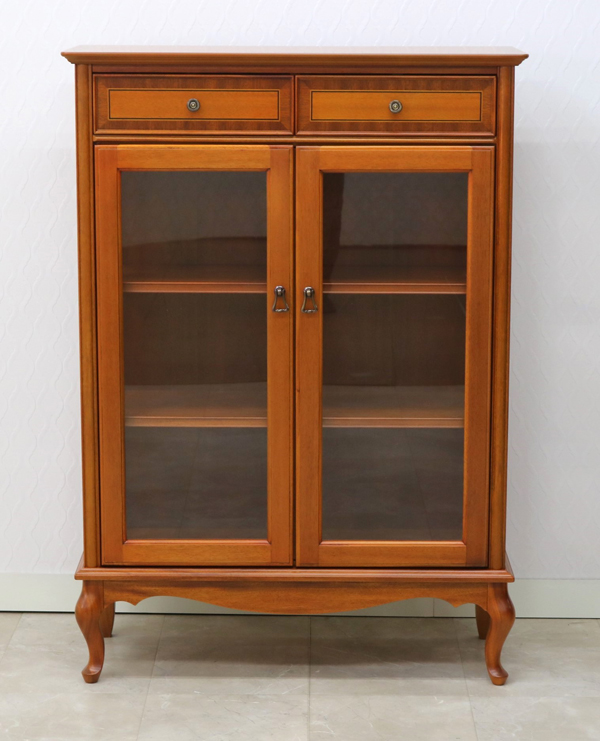 台形キャビネット　アンティーク家具　ブラウン 東海家具工業 キャビネット85 ミディアムブラウン色 クラシカル