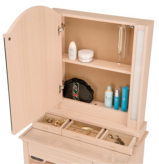 ドレッサー① ドレッサー/鏡台 プリティカ24一面収納 チェア付 ナラ材 アンティーク