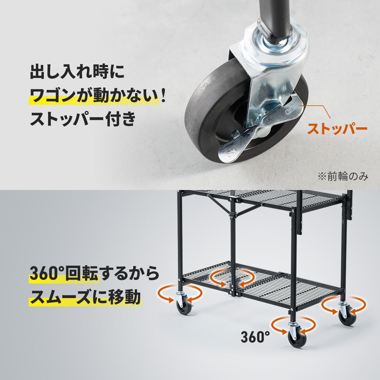 スチールワゴン 2段 ツールワゴン 折りたたみ...の詳細画像5