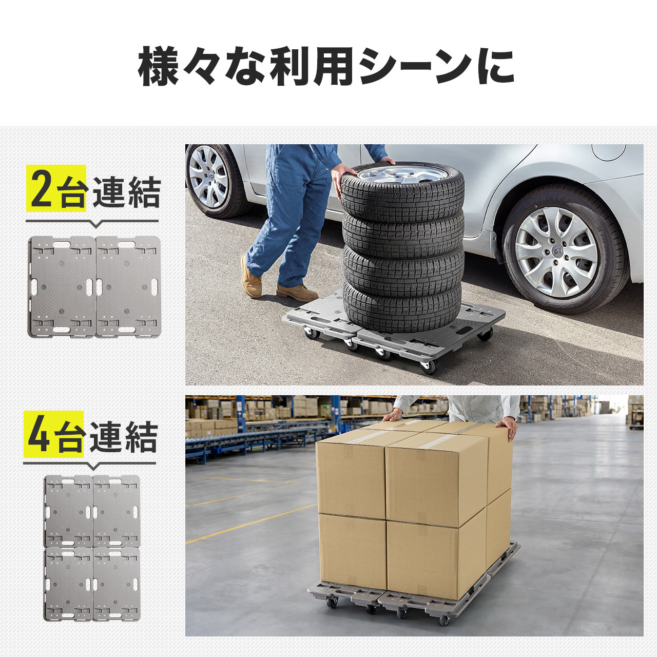 SANWA SUPPLY（サンワサプライ） 平台車 台車 キャスター付き タイヤ 4