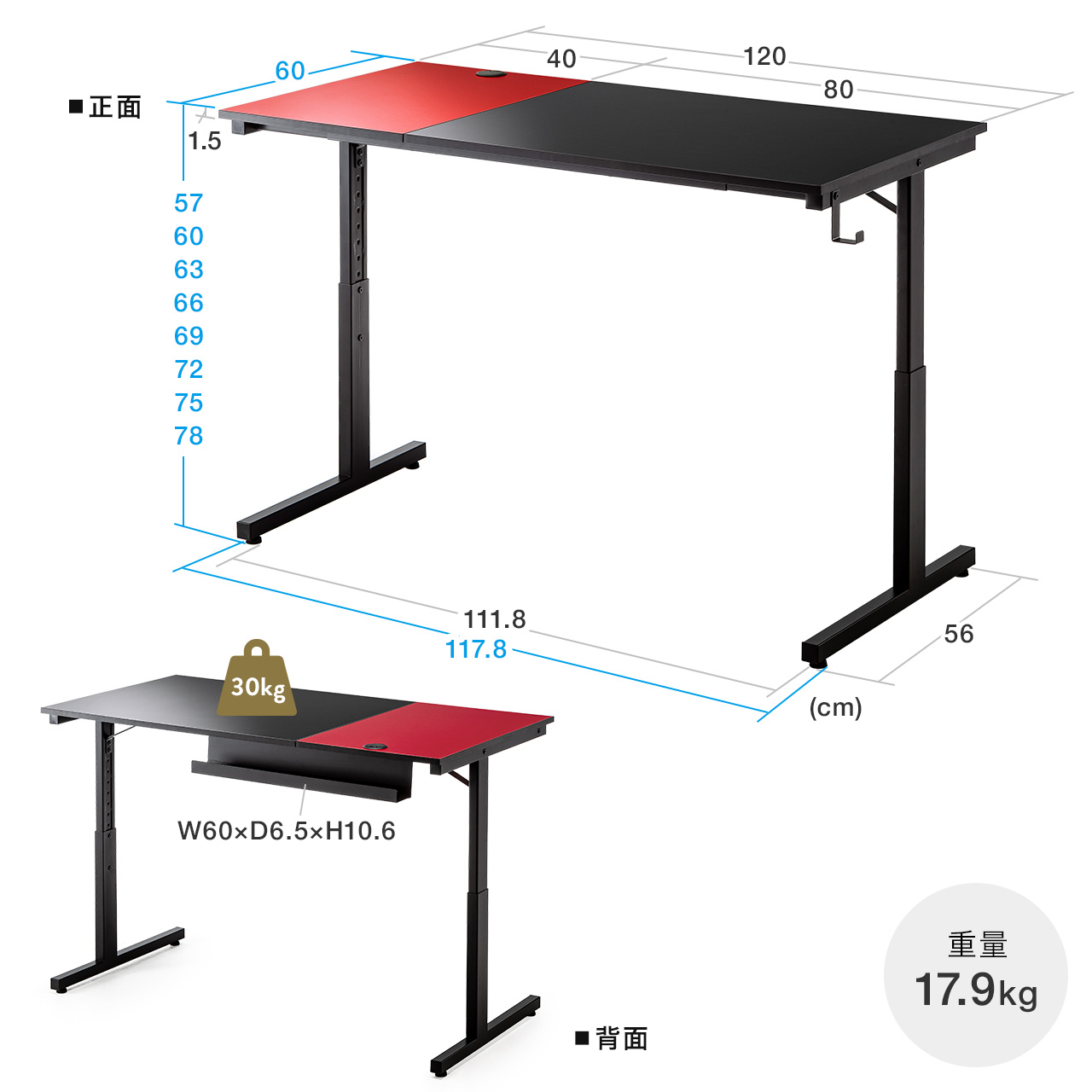 SANWA SUPPLY パソコンデスク ゲーミングデスク 机 幅120cm 奥行