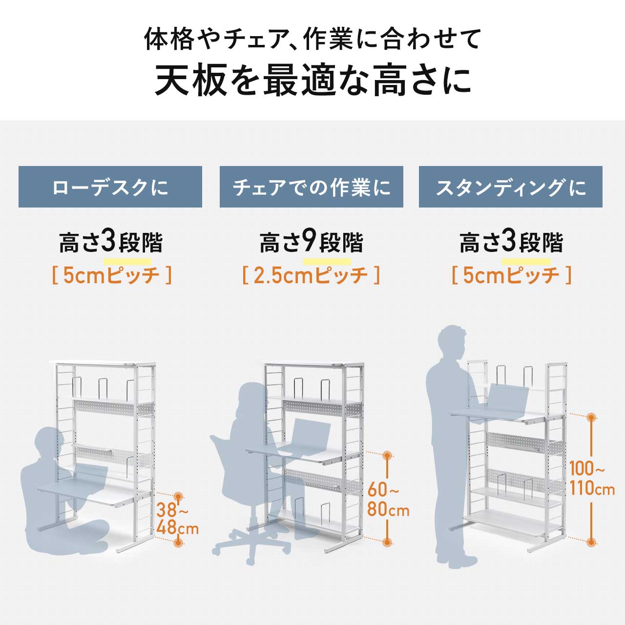 パソコンデスク 幅85×奥行50cm 天板高さ...の詳細画像3