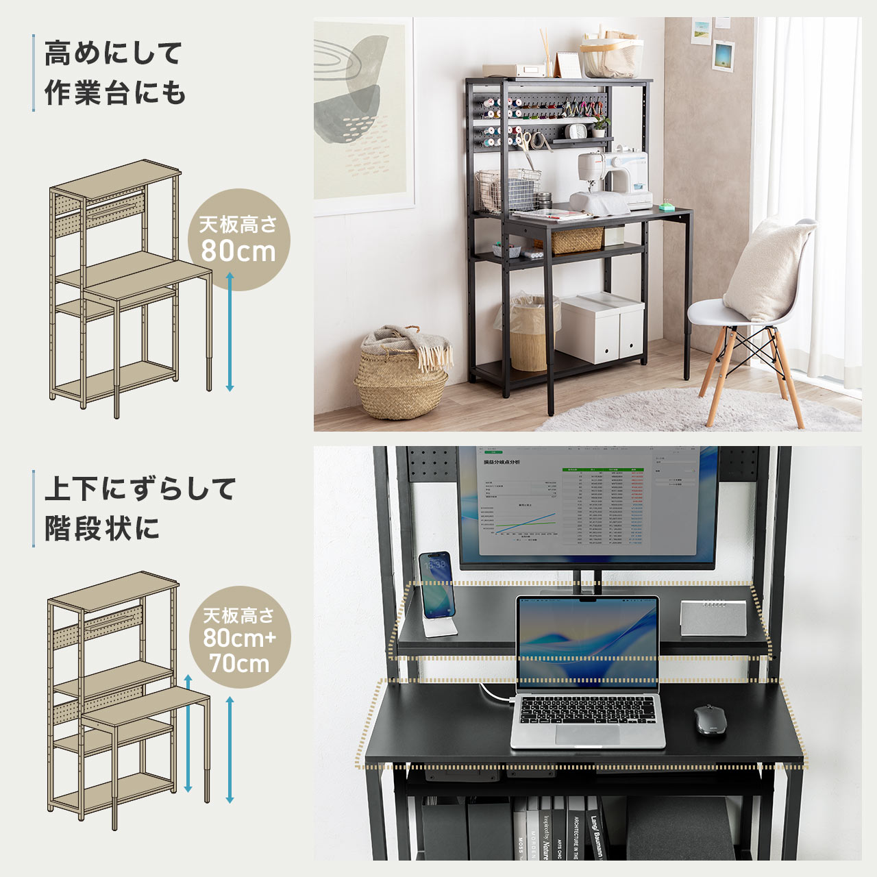 サンワダイレクト - 棚・ラック付きデスク｜Yahoo!ショッピング