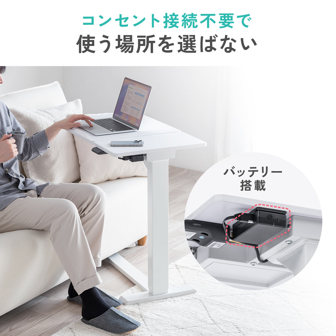 スタンディングデスク テレワーク 天板幅100/75cm調節可能 サイド棚左右入 71SZ7G2q5VL.jpg_BO30,255,255,