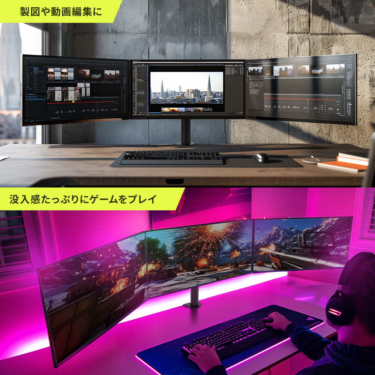 PC モニター アーム ディスプレイスタンド トリプル 液晶