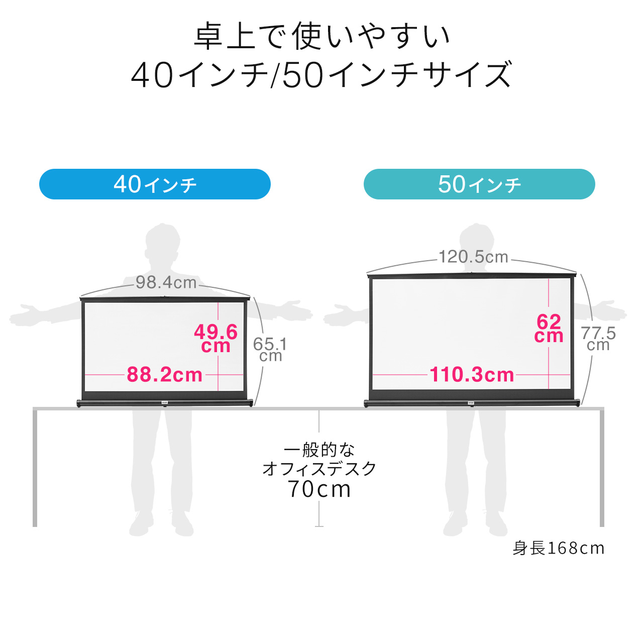 プロジェクター スクリーン 自立式 床置き 卓上 50インチ 小型