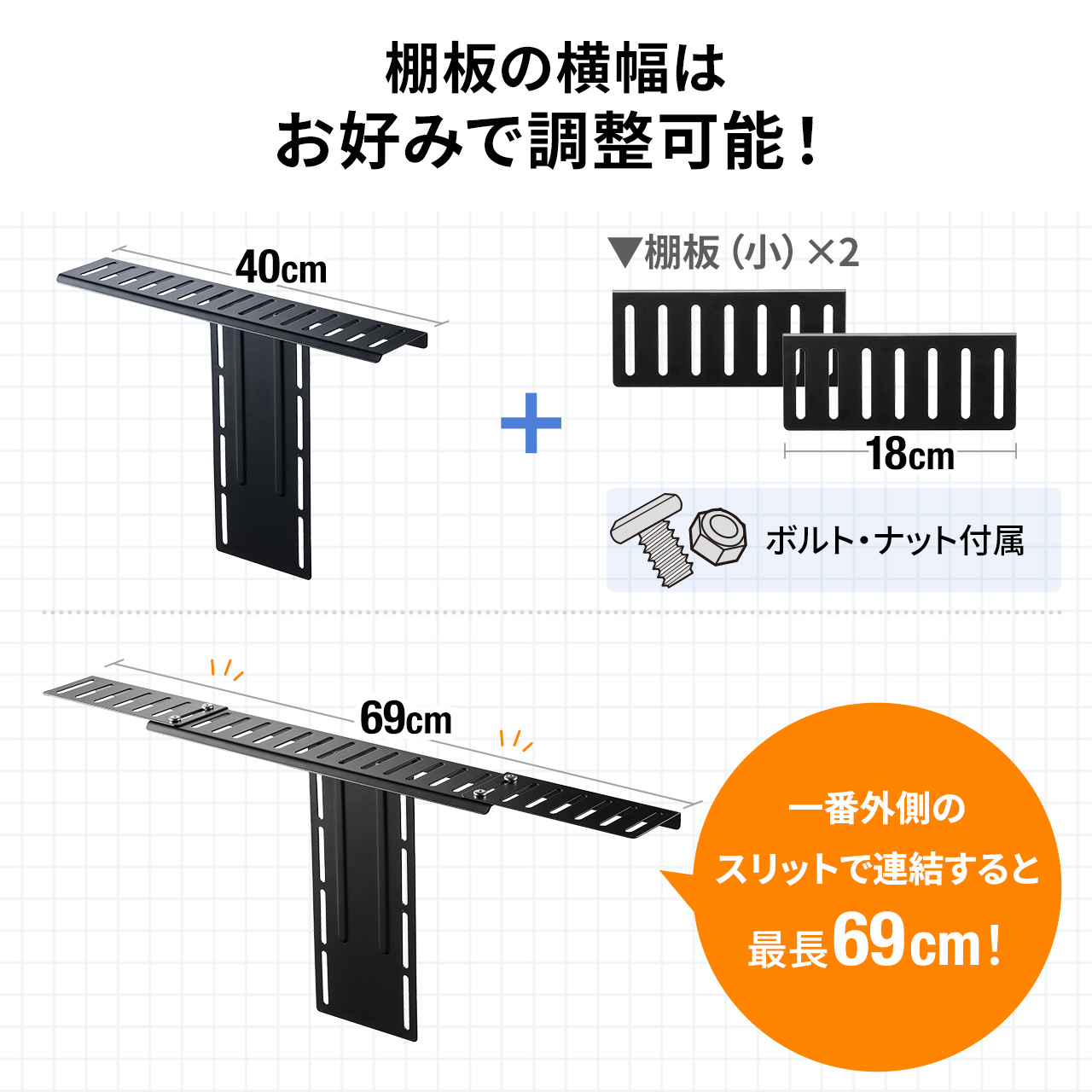 モニター上 収納 台 棚 VESA固定 テレビ TV 上部 小物置き WEBカメラ 設置 置き場 WEB会議 VESA100対応 耐荷重3kg 100-VESA006｜sanwadirect｜04