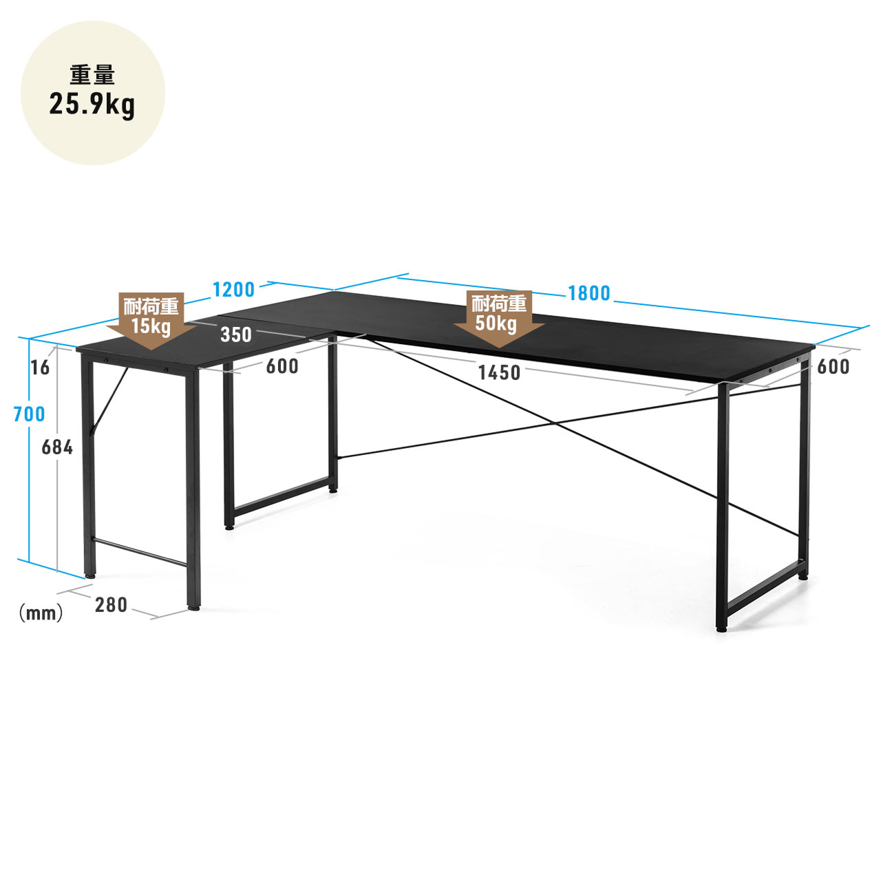 SANWA SUPPLY（サンワサプライ） L字デスク パソコンデスク ゲーミング