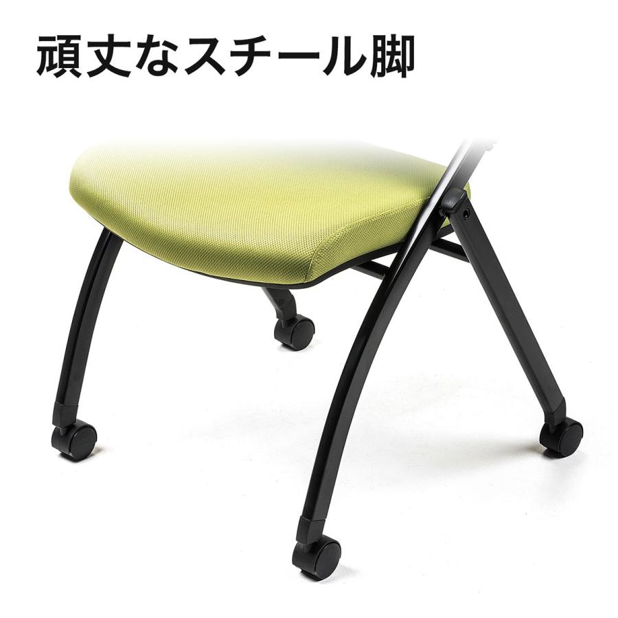 パイプ椅子 テーブル付き メモ台付き 折りたたみ椅子 会議椅子 ミーティングチェア ワークチェア スタッキング メッシュ 低反発 2脚セット 150-SNC123MA2｜sanwadirect｜16