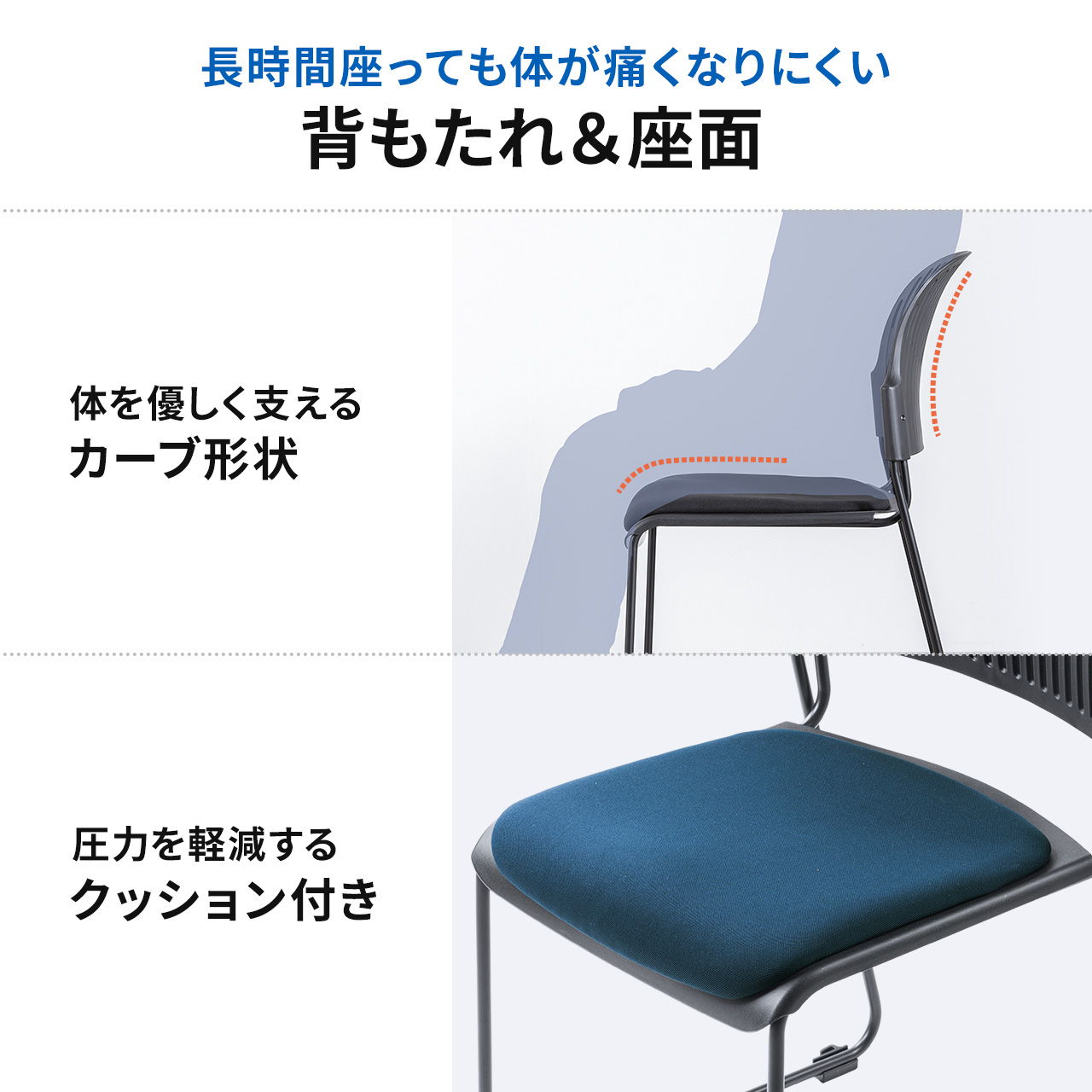 SANWA SUPPLY スタッキングチェア ミーティングチェア 会議用