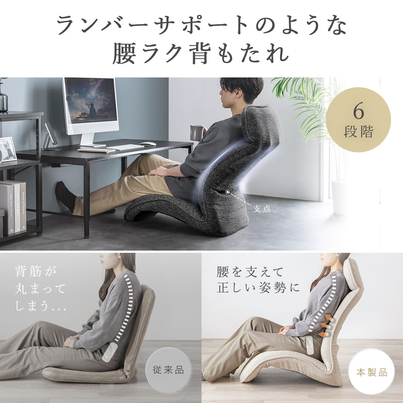 SANWA SUPPLY（サンワサプライ） 座椅子 1人掛け ハイバック