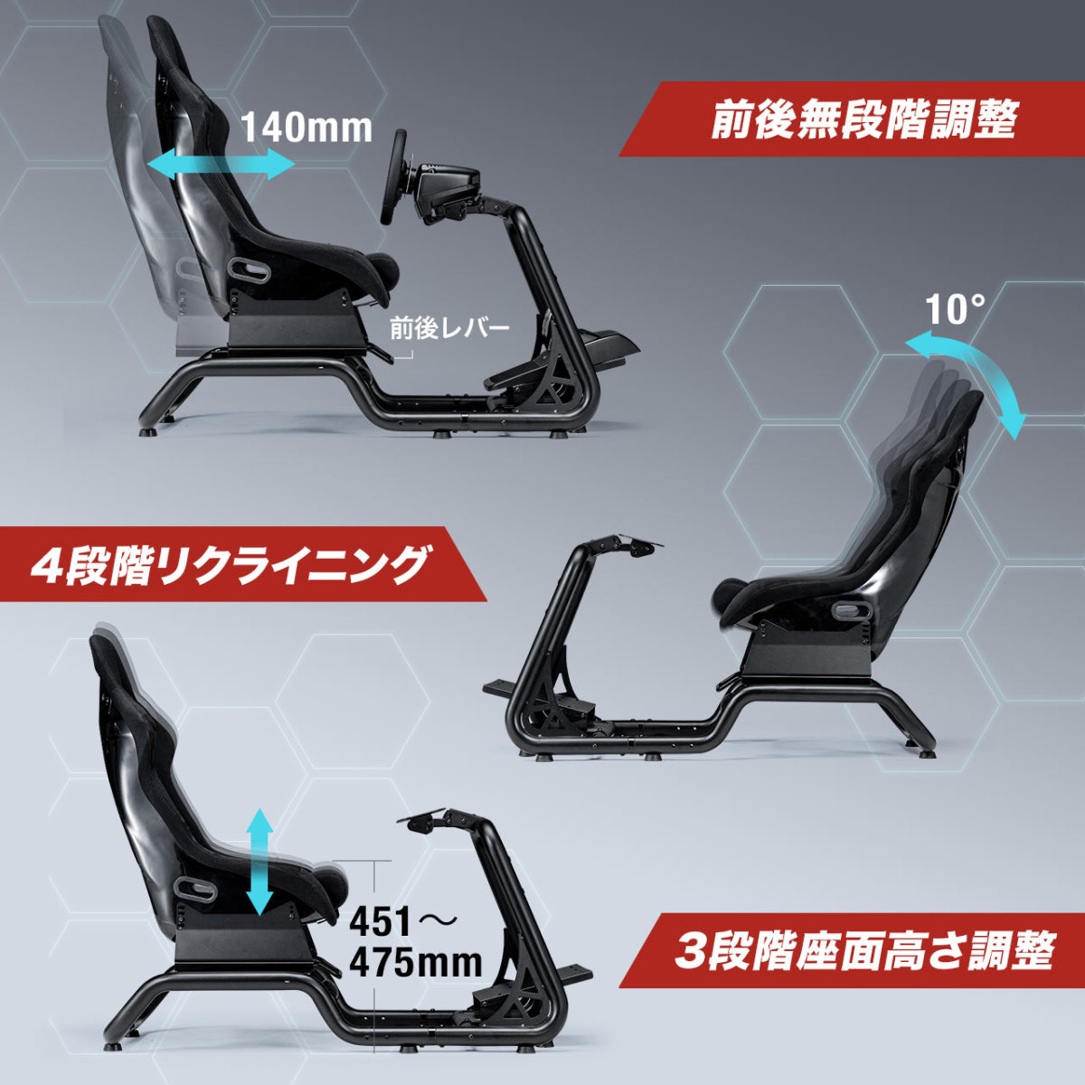 SANWA SUPPLY レーシングコックピックセット品 モニタアーム