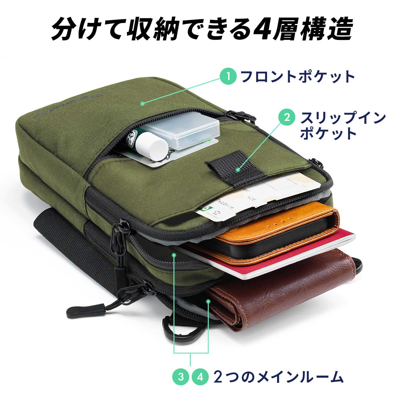 スマホショルダー おしゃれ スマホポーチ スマホケース 肩掛け ストラップ 携帯 財布 収納 ワンショルダー ショルダーバッグ ミニショルダー 200-BAG202｜sanwadirect｜07