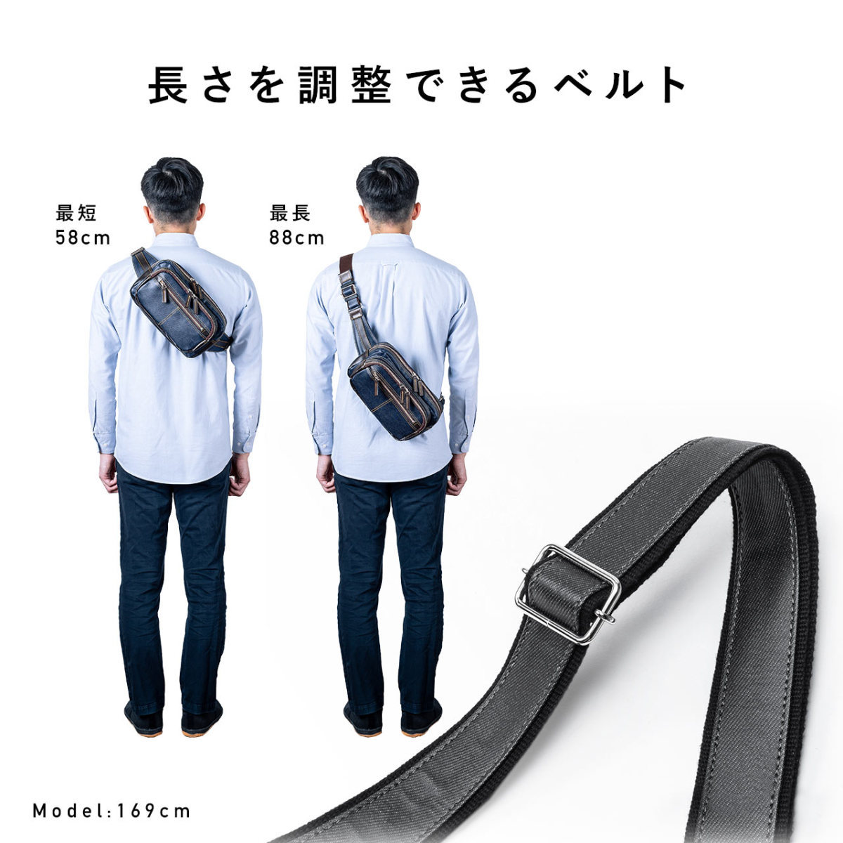 ボディバッグ メンズ ショルダーバッグ 簡易防水 撥水 日本製 豊岡鞄 デニム 斜めがけ メッセンジャー ウエストポーチ 小さめ バック