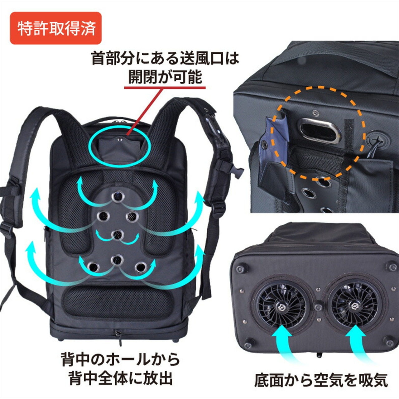 SANWA SUPPLY（サンワサプライ） ファン付きリュック 保冷剤付き 背中