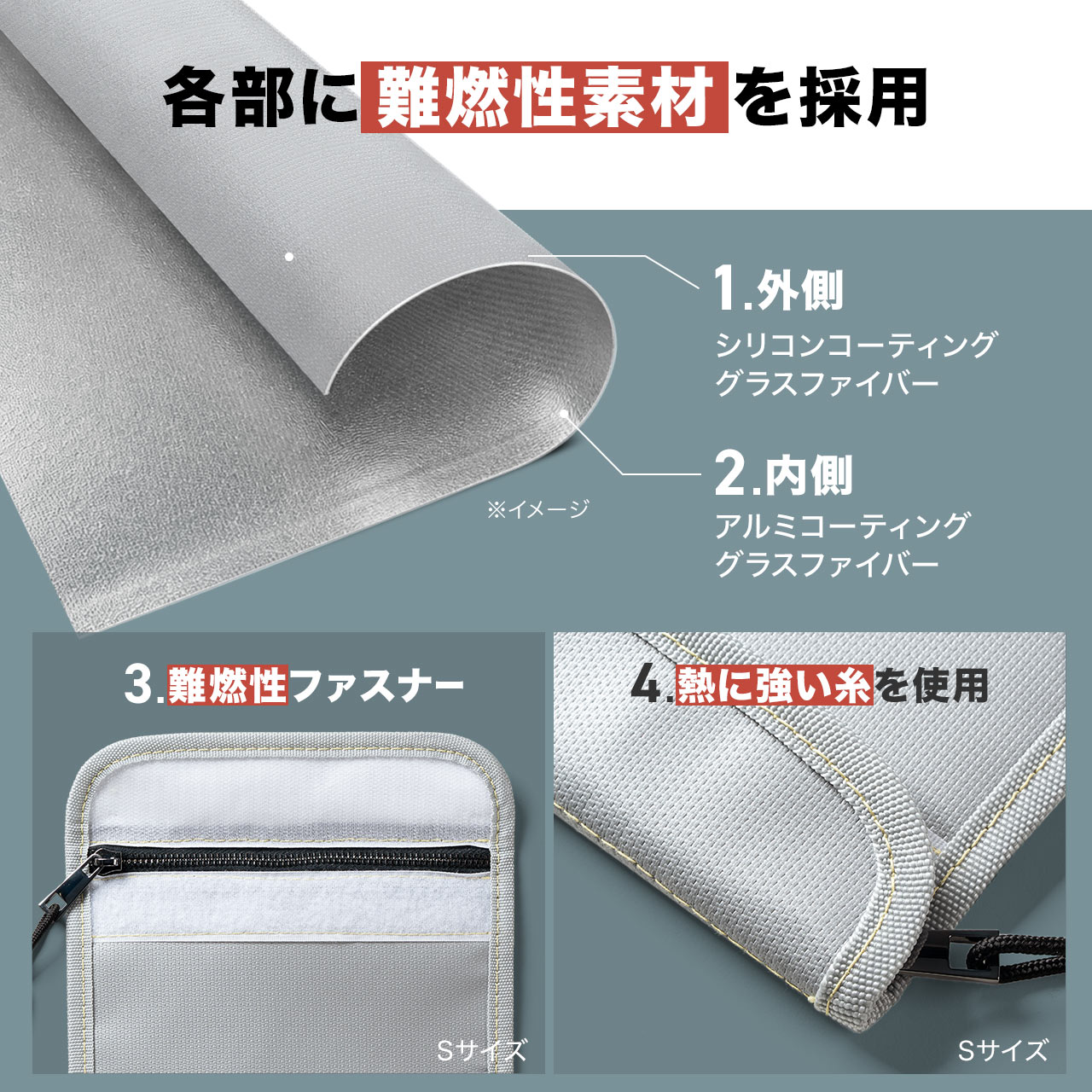 モバイルバッテリーケース 難燃性ケース 燃えに...の詳細画像3