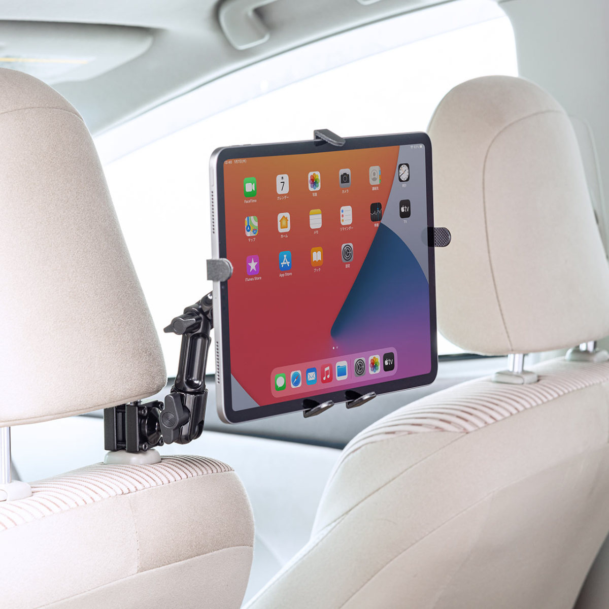 iPad タブレット車載ヘッドレストアーム 後部座席向け 7〜11インチ対応 車載用品 200-CAR044｜sanwadirect｜13