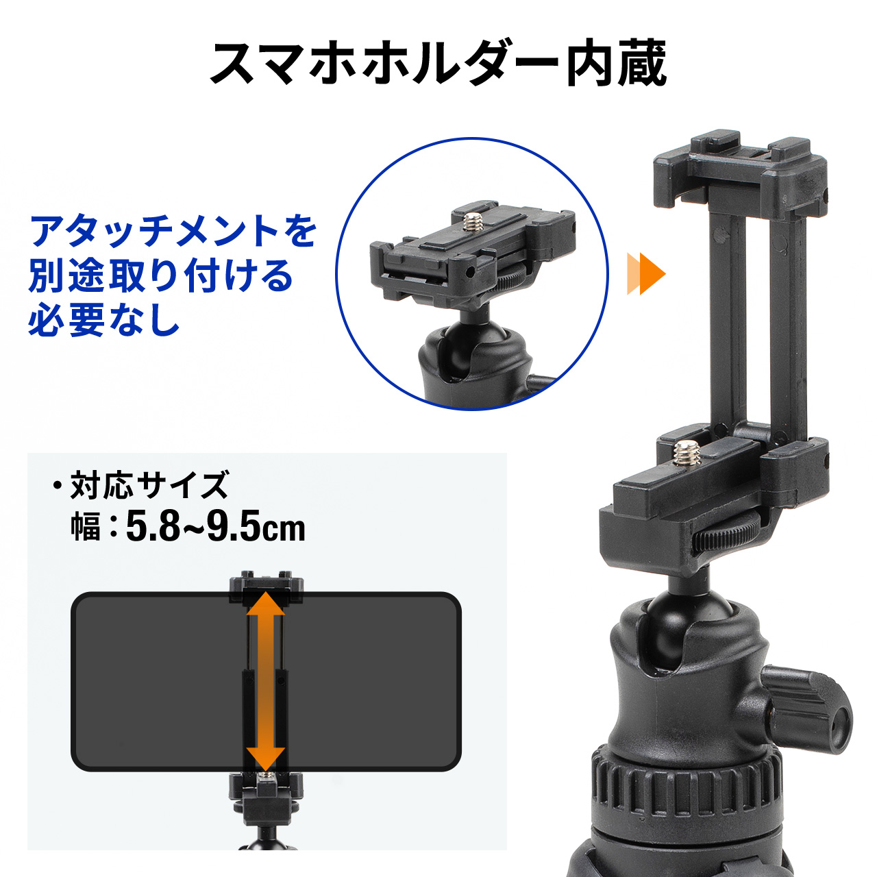 SANWA SUPPLY 自撮り棒 iPhone スマホ 三脚付き セルカ棒