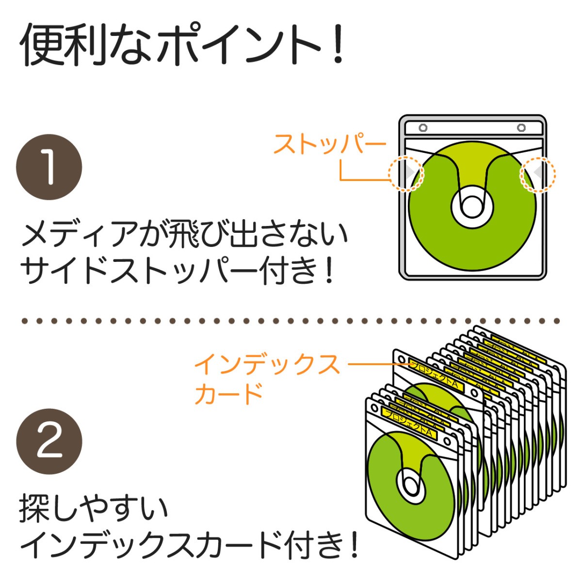 不織布ケース DVDケース CDケース 500枚セット 両面タイプ 2枚収納 スリム 薄型 ミックス リング穴付き DVD CD メディアケース 大容量 保管 200-FCD007MX-5｜sanwadirect｜03