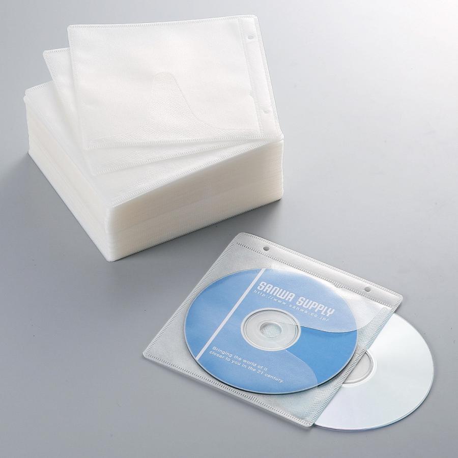 不織布ケース DVDケース CDケース 500枚セット 両面タイプ 2枚収納 スリム 薄型 ホワイト リング穴付き DVD CD メディアケース 大容量 保管 200-FCD007WH-5｜sanwadirect｜06
