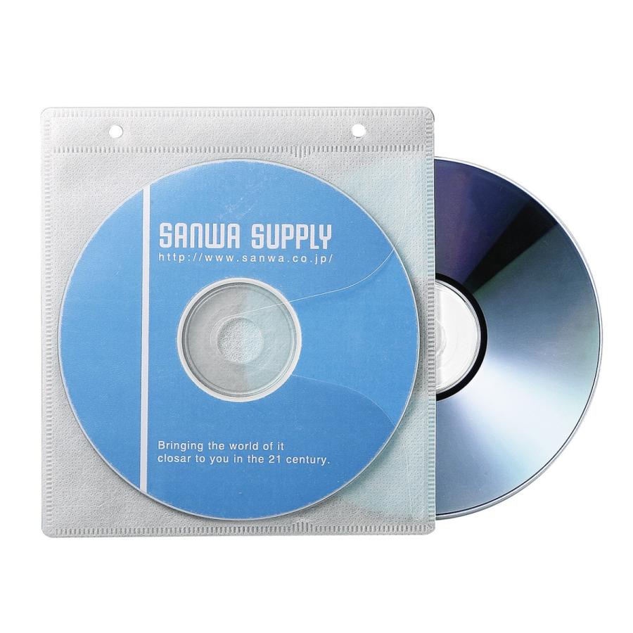 不織布ケース DVDケース CDケース 100枚セット 両面タイプ 2枚収納 スリム 薄型 ホワイト リング穴付き DVD CD メディアケース 大容量 保管 200-FCD007WH｜sanwadirect｜07