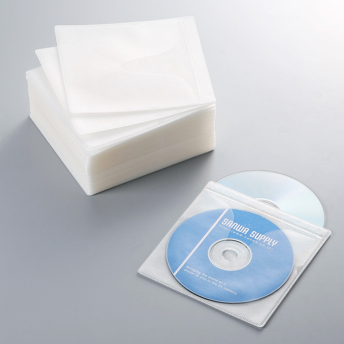 不織布ケース DVDケース CDケース 500枚セット 両面タイプ 2枚収納 スリム 薄型 ホワイト DVD CD メディアケース ディスクケース 大容量 保管 200-FCD008WH-5｜sanwadirect｜07