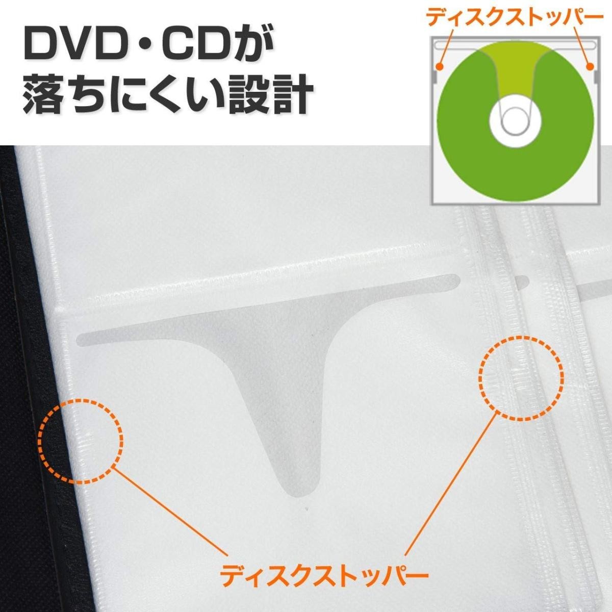 DVDケース CDケース 収納 キャリングケース 96枚収納 持ち運び 保管 DVD CD ファイルケース 2個セット セミハードケース 大容量 おしゃれ 200-FCD028--2｜sanwadirect｜06