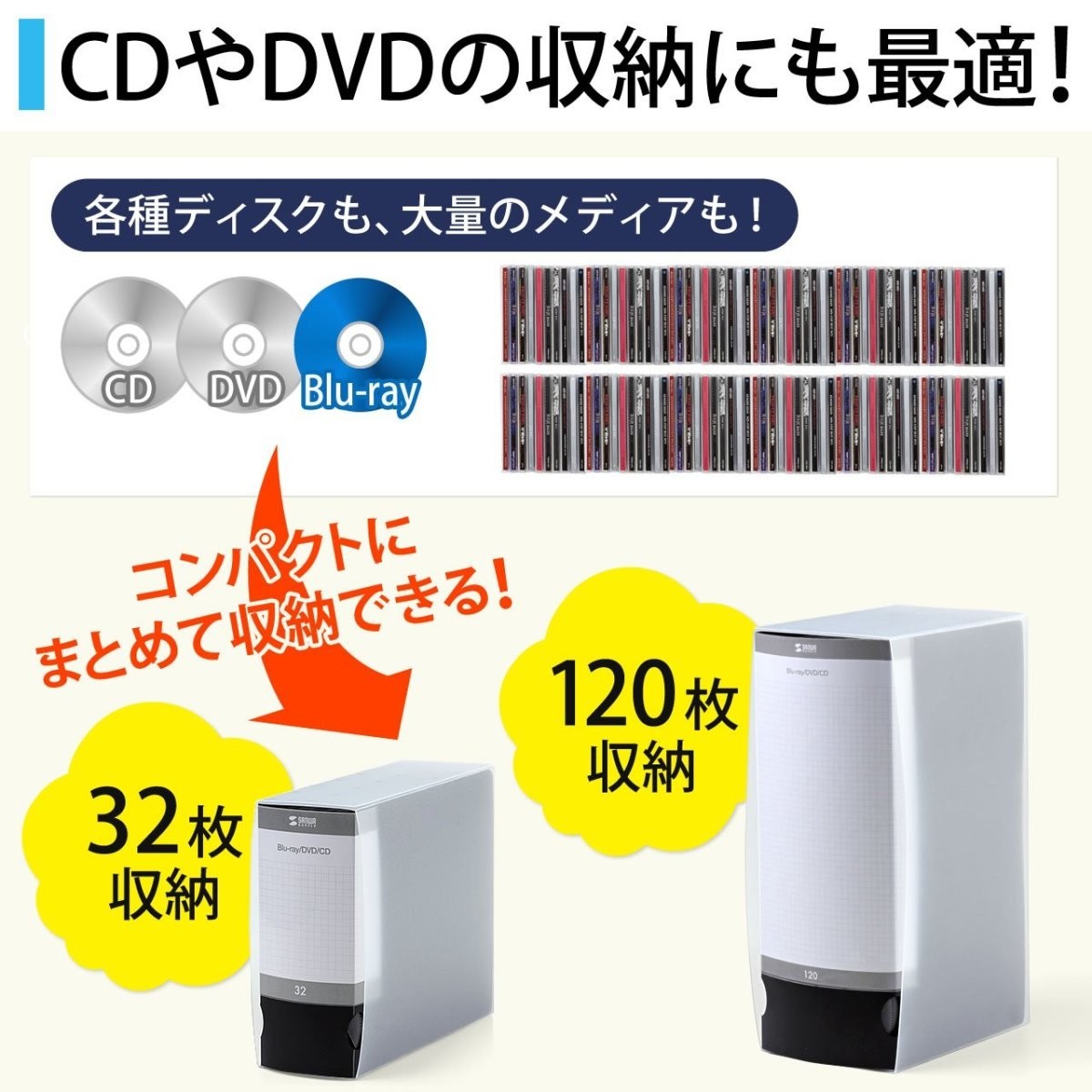 ブルーレイケース 収納 DVDケース ブルーレイ Blu-ray 120枚収納 ブルーレイディスク BD DVD CD ファイル ケース 2個セット 大容量 おしゃれ 200-FCD047BK--2｜sanwadirect｜06