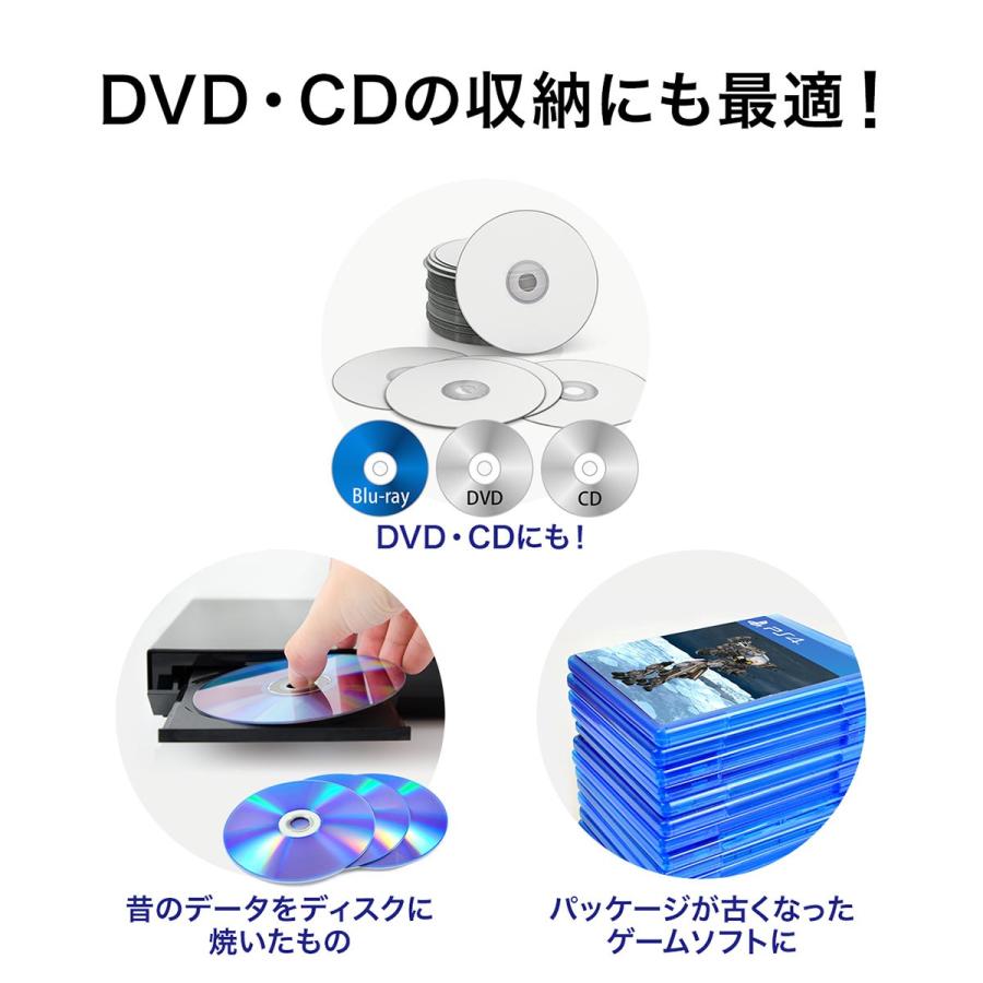 ブルーレイケース 収納 DVDケース ブルーレイ Blu-ray 72枚収納 BD DVD CD ファイル ケース 5個セット 大容量 おしゃれ インデックスカード付き 202-FCD063BK-5｜sanwadirect｜06