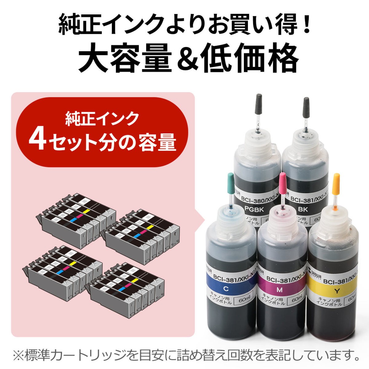 サンワダイレクト 詰め替えインク キャノン BCI-380PGBK / XKI-N10PGBK 用 ブラック 500ml 300-C380B500  NDQ0f8XjFy, PCサプライ、アクセサリー - centralcampo.com.br