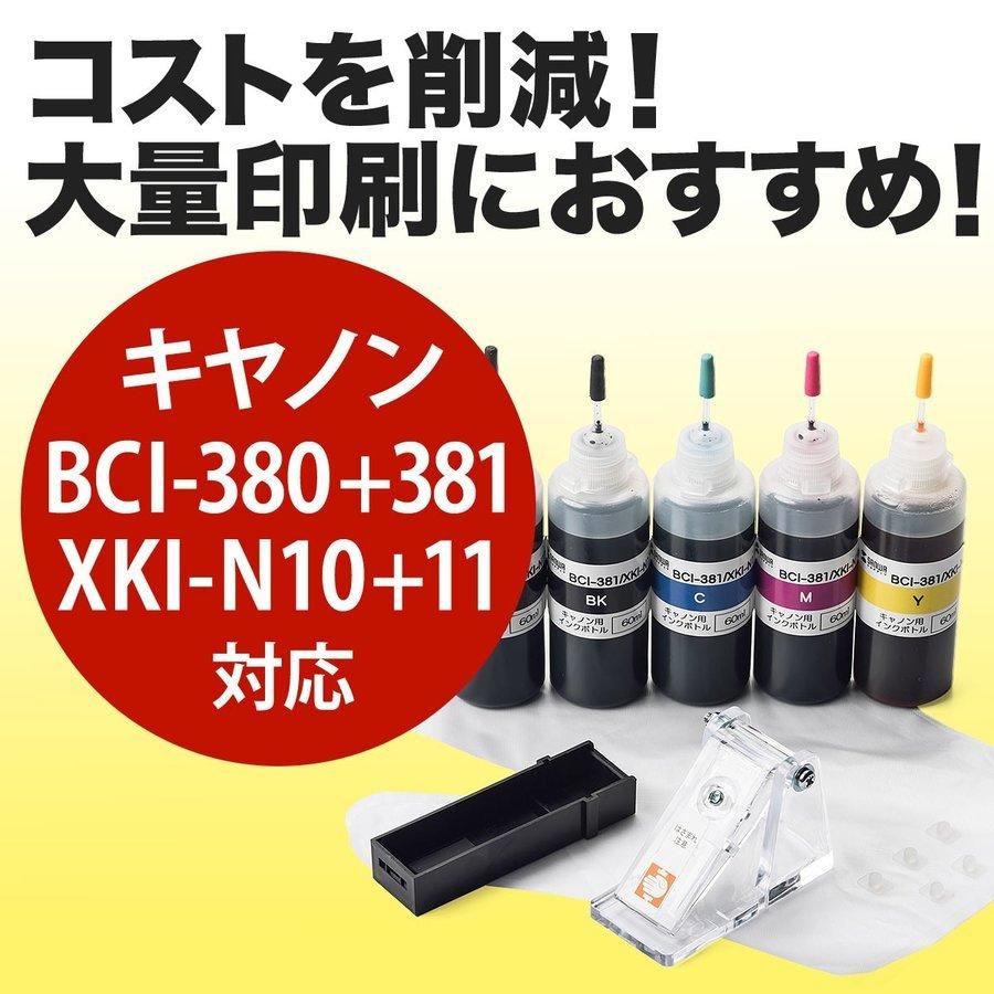XKI-N10 XKI-N11 詰め替えインク キャノン BCI-380 BCI-381 5色パック 工具付き 300-C380381｜sanwadirect