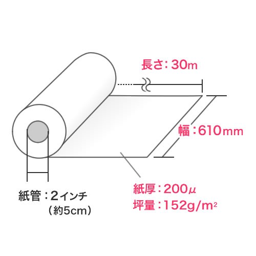 プロッター用紙 プリンタ 大判 ロール紙 厚口マットコート紙 610mm×30m