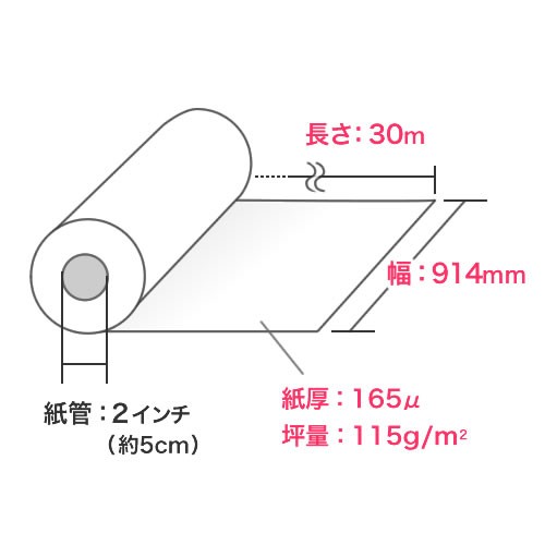 【値下げ中】 プロッター用紙 プリンタ 大判 ロール紙 マットフィルム 914mm×30m エプソン&キヤノン&HP対応(取寄せ) 300-PR018 【1741152914】 (11400円)