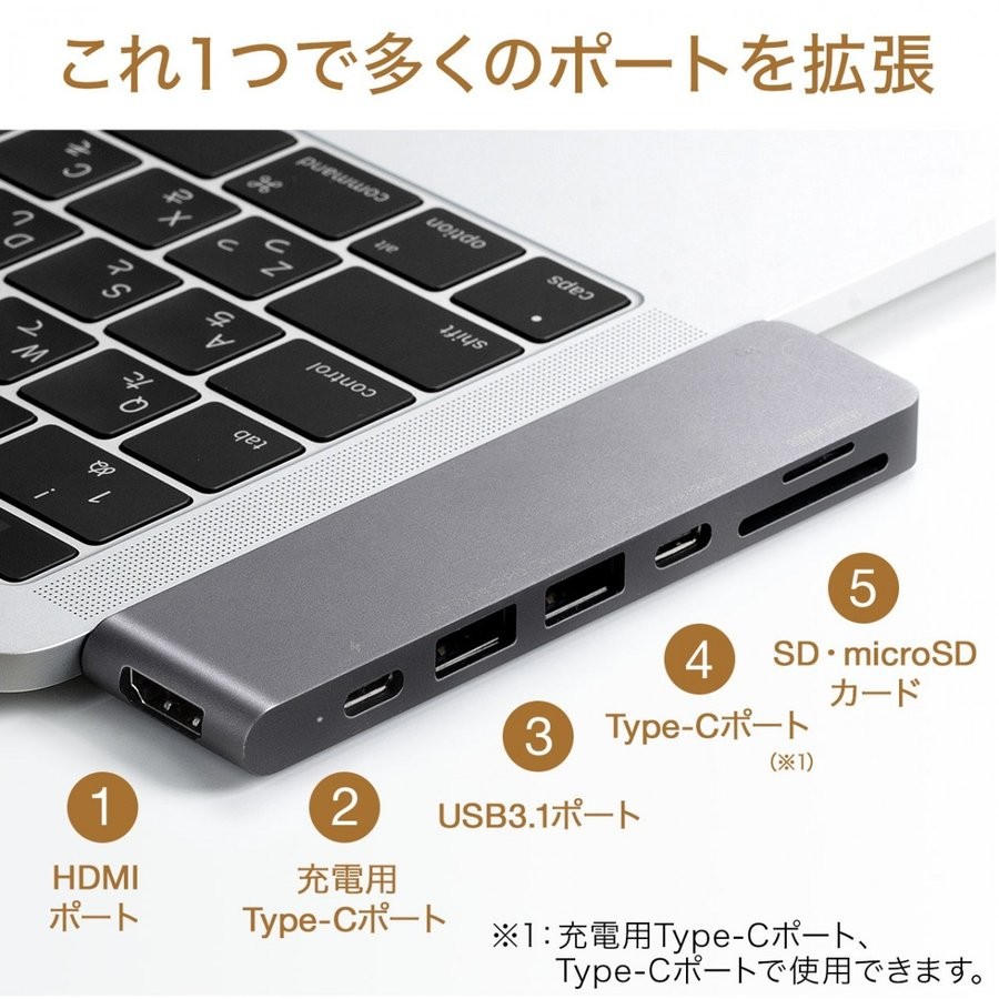 MacBook USB ハブ Type-C HDMI microSD SDカード USB3.1 MacBook ProI