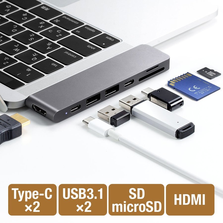 【良好品】 初回限定 MacBook USB ハブ Type-C HDMI microSD SDカード USB3.1 ProI Air マックブック nasa11777.com nasa11777.com