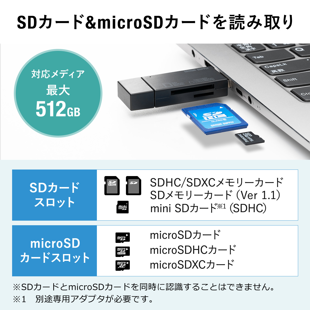 SD microSD カードリーダー USB3.2 Type-C USB A スマホ タブレット MacBook 薄型 持ち運び メモリーカードリーダー  :400-ADR329BK:サンワダイレクト - 通販 - Yahoo!ショッピング