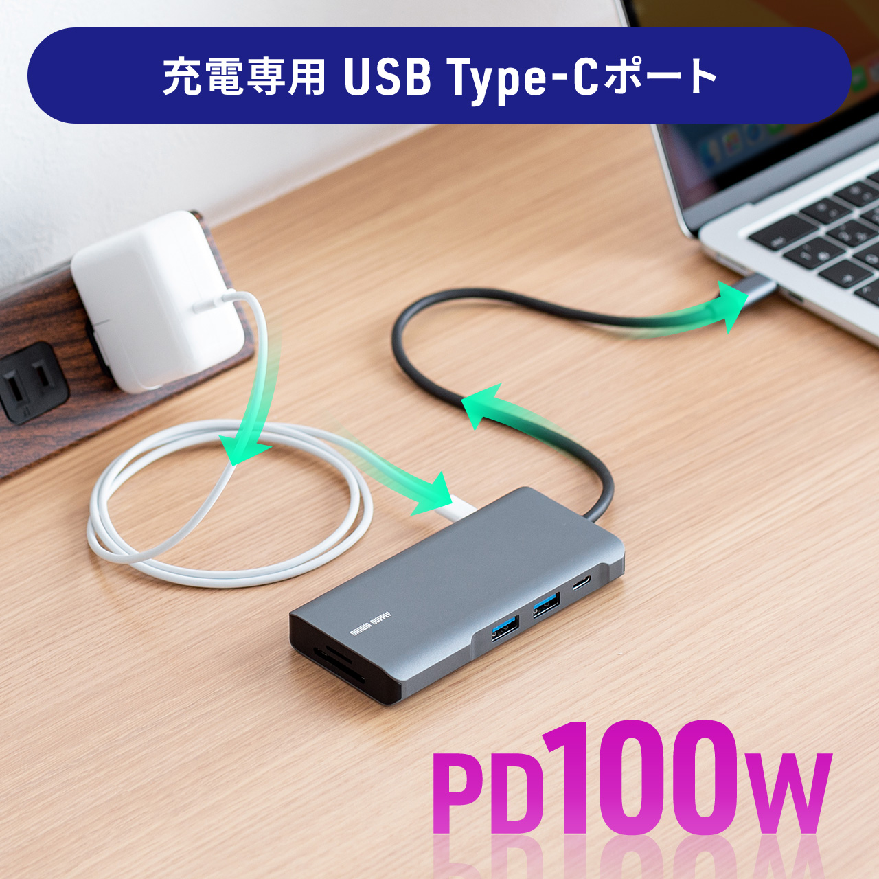ドッキングステーション USB Type-C PD100W対応 USB A HDMI 4K 30Hz SD MicroSD カードリーダー ポート  拡張 増設 追加 7ポート USB-C ドッキングハブ USBハブ