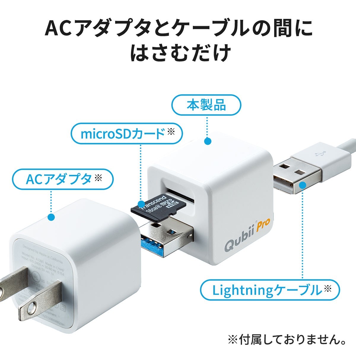 iPhone バックアップ Qubii Pro iPhone カードリーダー microSD iPad 充電 自動バックアップ 簡単接続 USB3.1 Gen1 動画 写真 データ保存 400-ADRIP011 関連画像2
