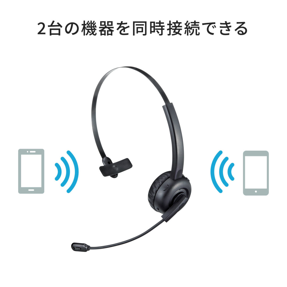ヘッドセット Bluetooth ワイヤレス ヘッドホン マイク付き ミュート機能 充電台 電話対応 業務用 コールセンター用 スマホ 片耳 ヘッドセット 400-BTMH023BK｜sanwadirect｜14