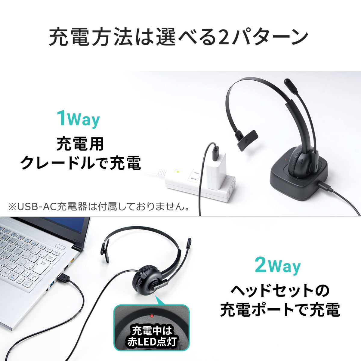 ヘッドセット Bluetooth ワイヤレス ヘッドホン マイク付き ミュート機能 充電台 電話対応 業務用 コールセンター用 スマホ 片耳 ヘッドセット 400-BTMH023BK