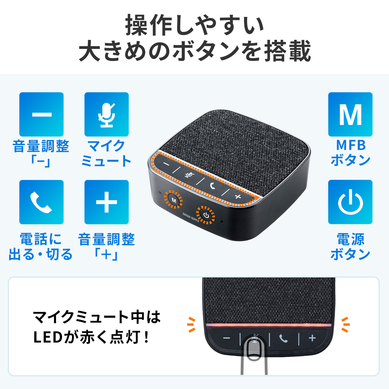 ご注意ください MM-MC28 【WEB会議小型スピーカーフォン】 スピーカー