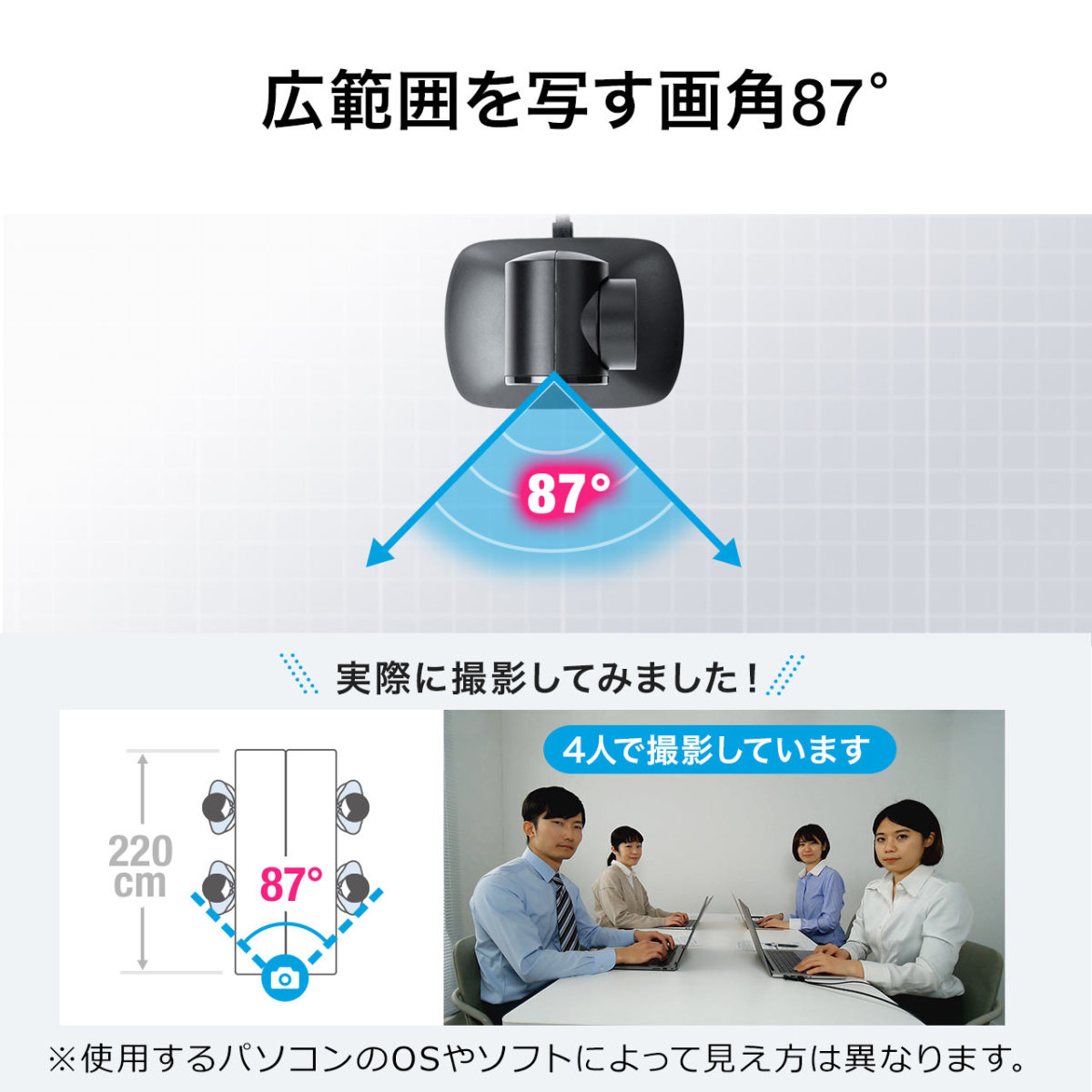 【改良版】WEBカメラ ウェブカメラ WEB会議 高画質 広角 自動追尾 自動追跡 マイク付き Zoom Skype Microsoft Teams Webex 400-CAM072N｜sanwadirect｜06