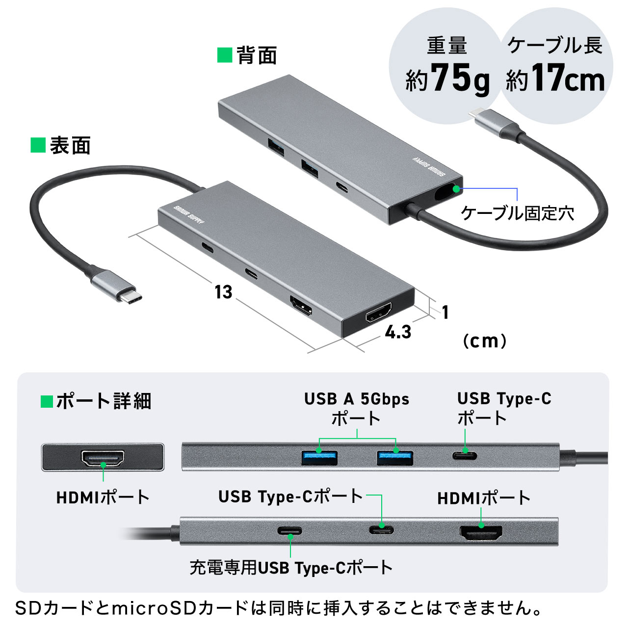 SANWA SUPPLY（サンワサプライ） ドッキングステーション USB Type-C