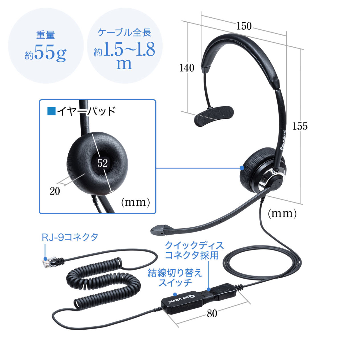 ヘッドセット コールセンター 電話機 業務用 インカム ハンズフリー