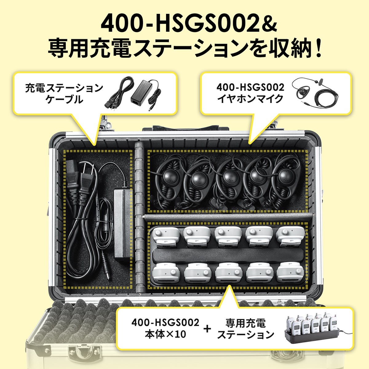 400-HSGS002　用収納ケース　キャリングケース　400-HSGS-BOX2　鍵付　ショルダーベルト付