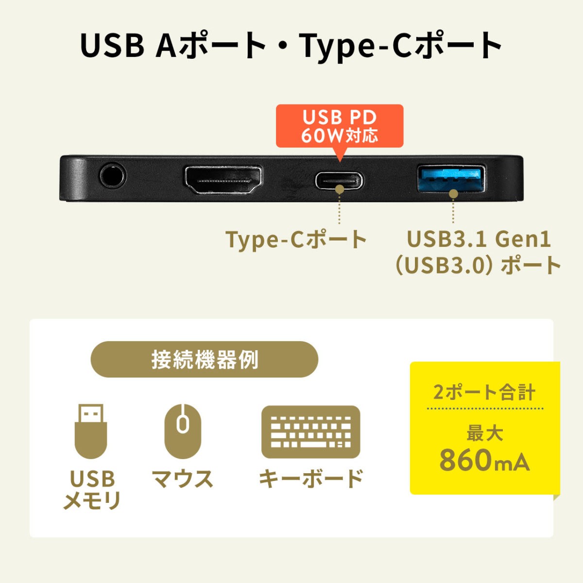 Surface Go 専用 Go3 USBハブ HDMI 増設 USB3.1 Gen1 USB3.0 ハブ サーフェス ゴー専用 Type-C USB-A 3.5mm 4極ミニジャック バスパワー 400-HUB073BK｜sanwadirect｜09
